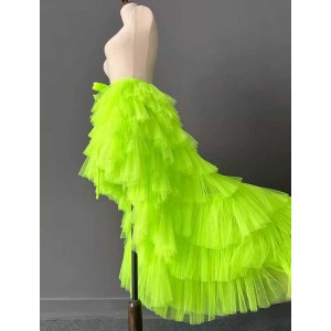 Fluorescent green ruffles jazz dance singers long tuxedo wrap skirts evening masquerade party cosplay carnival stage performance hip scarf long skirts